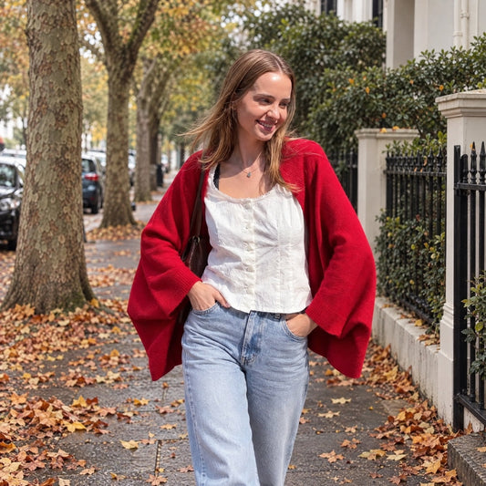 New autumn-winter pure color loose and versatile outerwear with cape collar